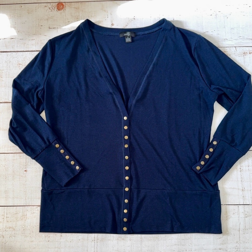 Vivette Navy Cardigan with Gold Buttons